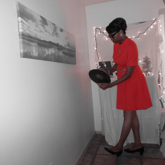 60's Plus Size 16 Vintage Mod Red Dress - Picture 5 of 8